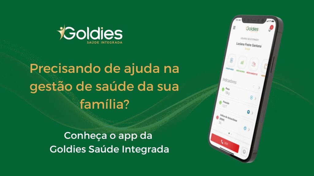 Imagem ilustrativa da primeira tela do App Goldies convidando o usuário a conhecê-lo através de um vídeo.